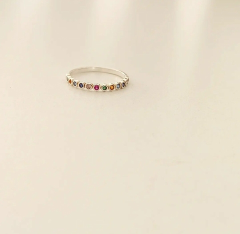 Anillo cubic multicolor/Plata925/N°18