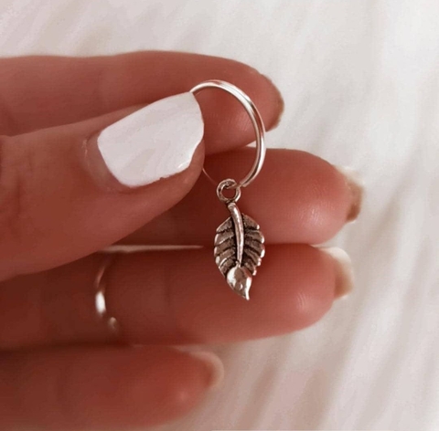 Argollita hoja(Unidad) 1cm-Plata925