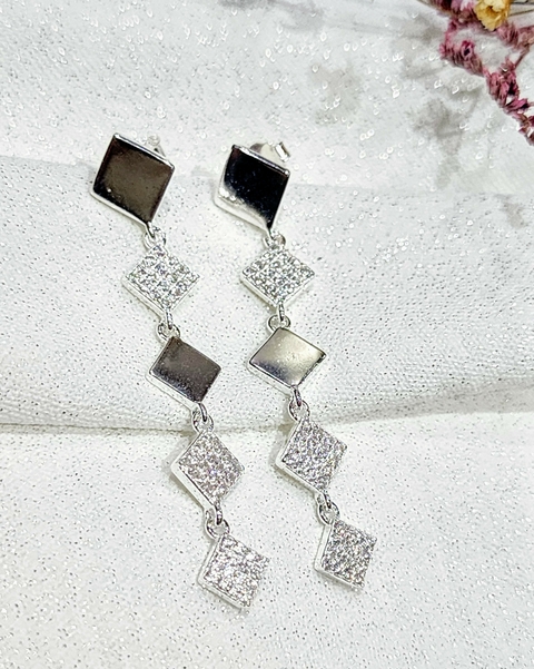 Aros colgante plata rombitos