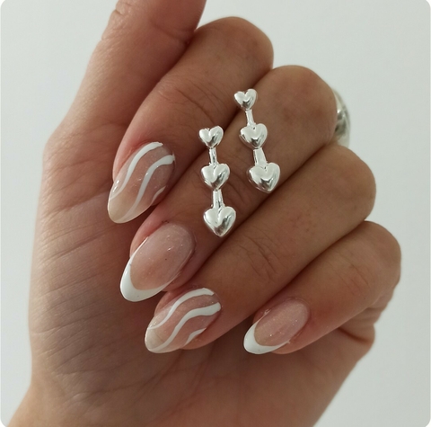 Aros corazones/Par/Acero blanco