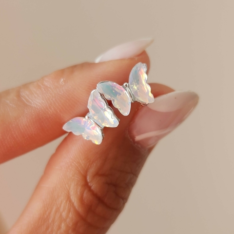 AROS MARIPOSA CUBIC BLANCO TORNASOL