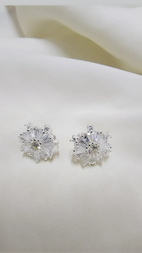 Aros plata flor cubics