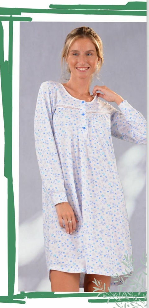 Camison manga larga de jersey estampado con puntilla - NINA 778