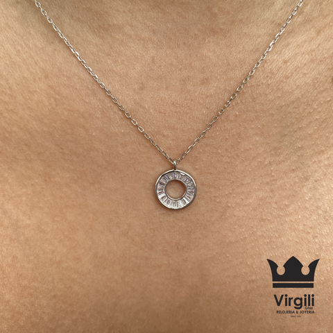 Conjunto circle en Plata 925 con baguettes