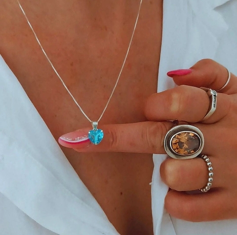 Conjunto corazón engarzado/Turquesa/Plata925