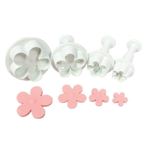 Cortantes con Expulsor Mini Flor 5 petalos redondeada x 4 unidades