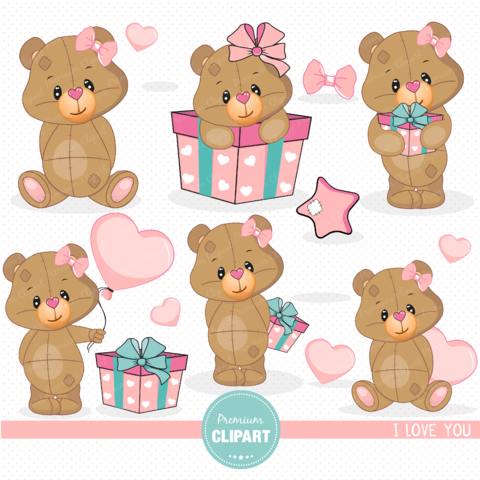 Hoja de Elementos Love Bears (Oso Nena)