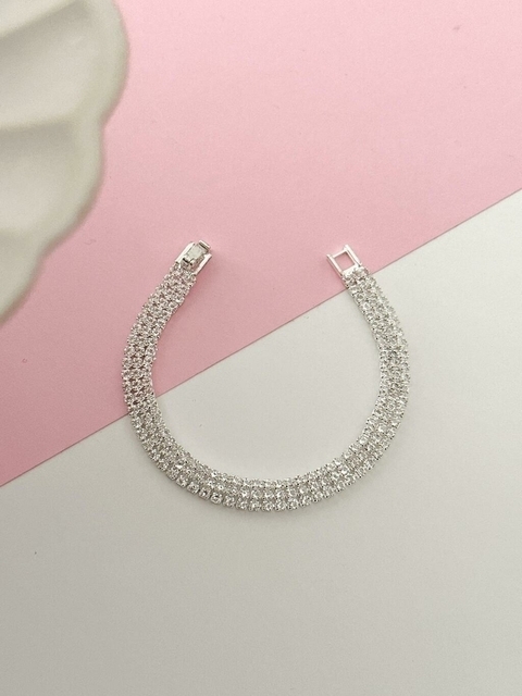 Pulsera 3 Strass Plateado PULB230