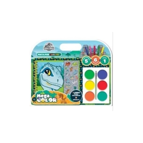 JURASSIC WORLD [LIBRO + 6 ACUARELAS + 5 MARCADORES + PINCEL] (BLISTER ACUARELAS MEGA COLOR)