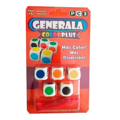 JUEGO DE DADOS BLISTER GENERALA COLOR PLUS