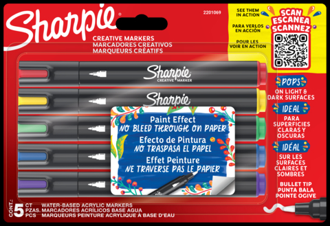 Marcadores Acrílicos Sharpie-Punta Redonda x5