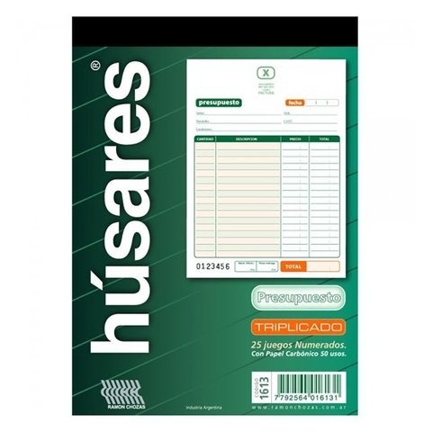 Presupuesto husares triplicado 1613