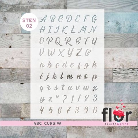 Stencil ABC Cursiva pequeña STEN02