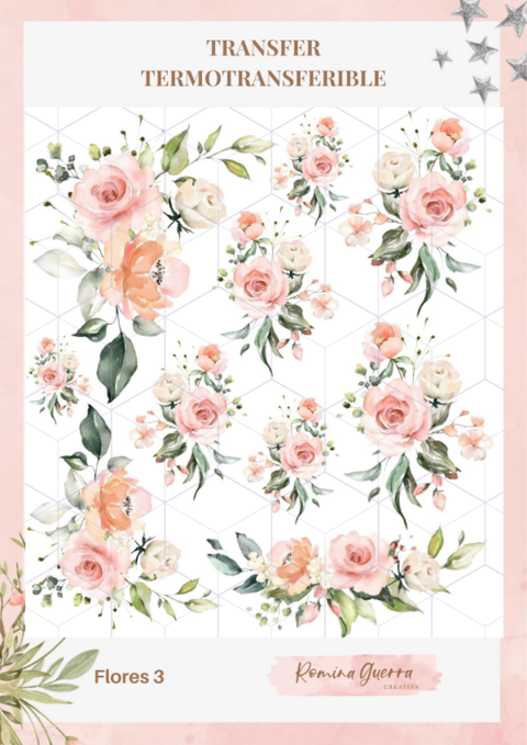 TRANSFER 25X29CM FLORES 3 ROMINA GUERA
