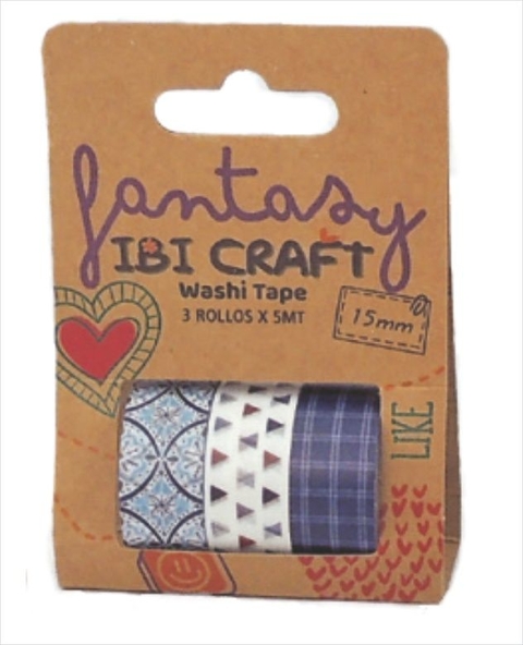Washi Tape Ibi Craft Fantasy Azul x 3